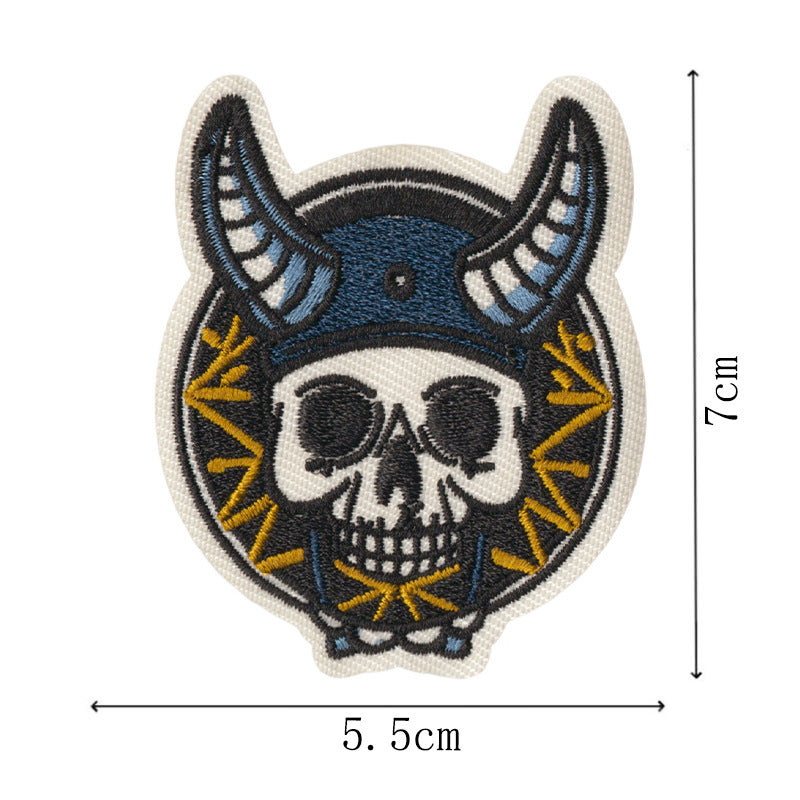 Wholesale Stylish Cartoon Skull Embroidered Iron On Patches 9 Piece Set For Towels Clothing DIY Accessories