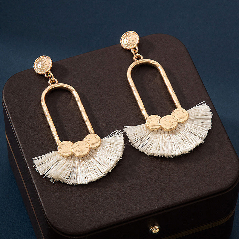 Wholesale Bohemian Ethnic Style Geometric Metal Alloy Tassel Earrings