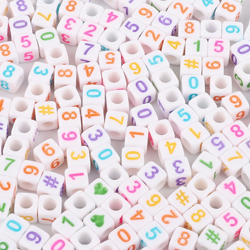 Wholesale 100pcs Acrylic Square Number English Alphabet Beads