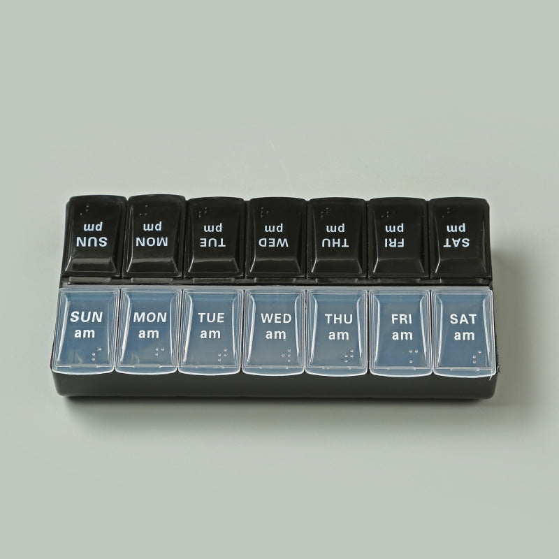 Wholesale PP Double Row Packaging 4-compartment Open Lid Portable Small Medicine Box