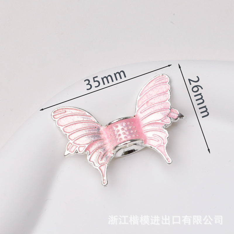 Wholesale 50PCS DIY Metal Electroplated Colorful Wings Butterfly Vertical Hole Loose Beads