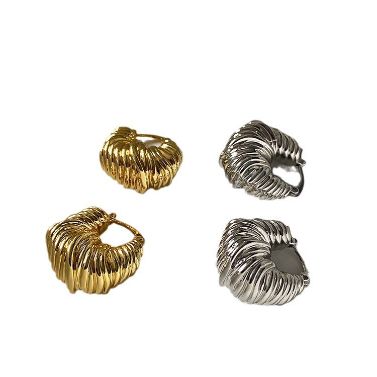 Wholesale Brass 18K real gold plating line U-shaped horn ear buckle niche design fashion star with earrings