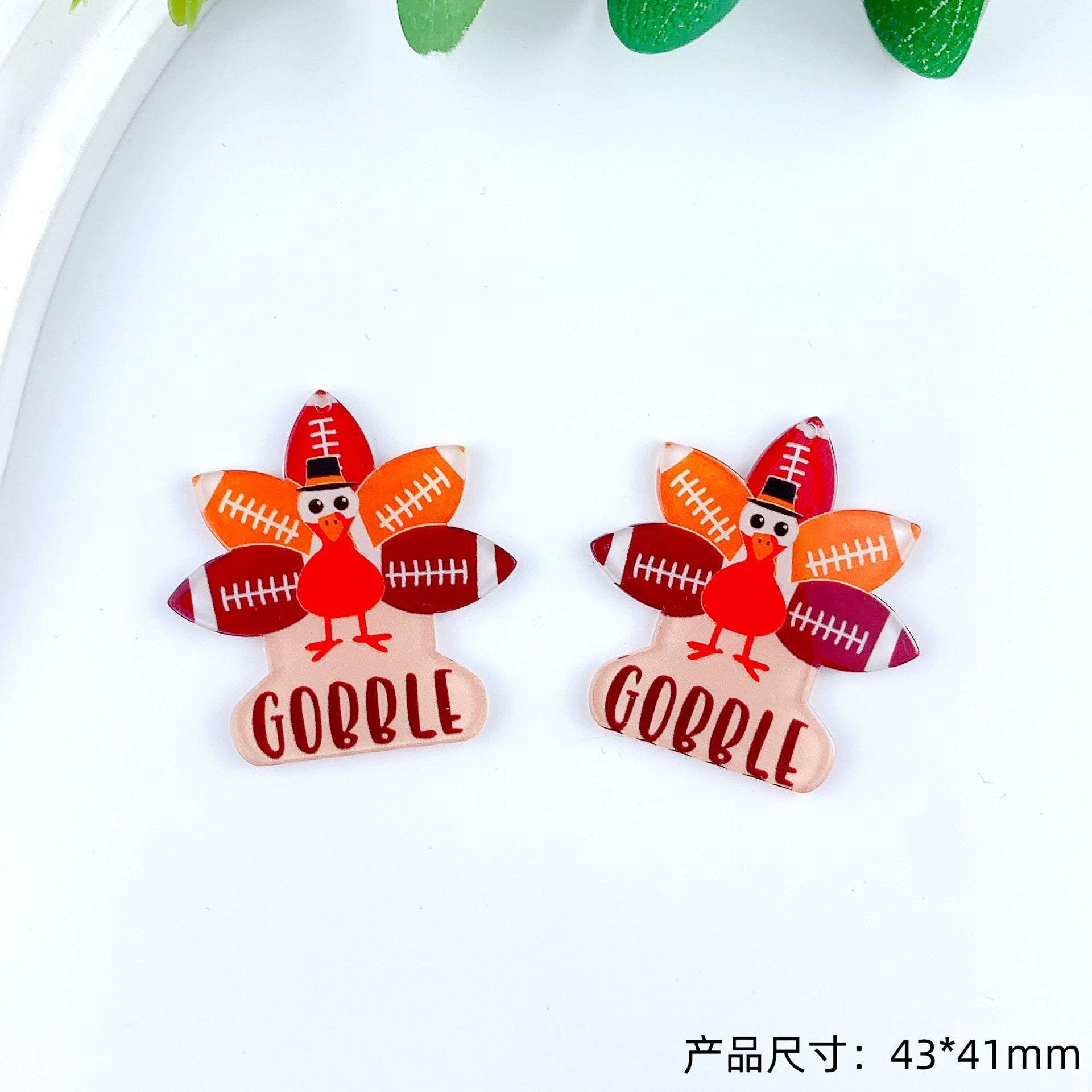Wholesale 30pcs Acrylic Carnival Thanksgiving Turkey Earrings DIY Accessories