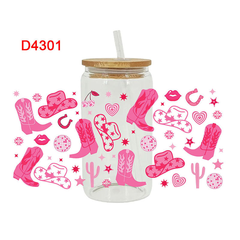 Wholesale UV Transfer Paste Glass C16oz Cup UV DTF Wraps 23cmX11cm