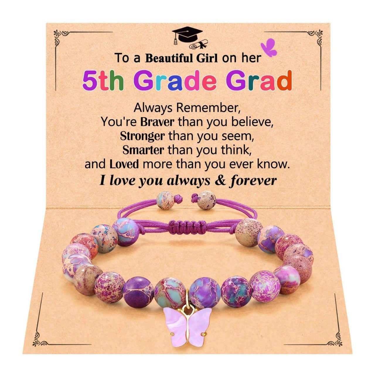 Wholesale Unisex Handmade Woven Butterfly Purple Acrylic Bead Bracelet Jewelry Accessory