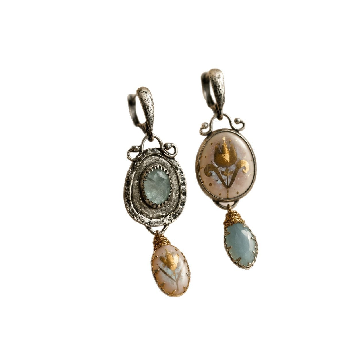 Wholesale Trendy Retro Flower Earrings For Women Alloy Jewelry With Colorful Stones Boutique Resale Gift
