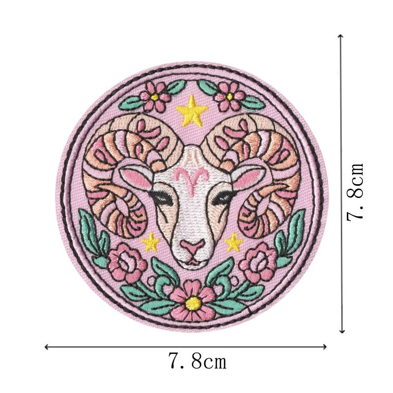 Wholesale Retro Zodiac Embroidered Iron On Patches Set Of 12 Trendy Contion Badges For ets Bags DIY Craft Fashion Accessory