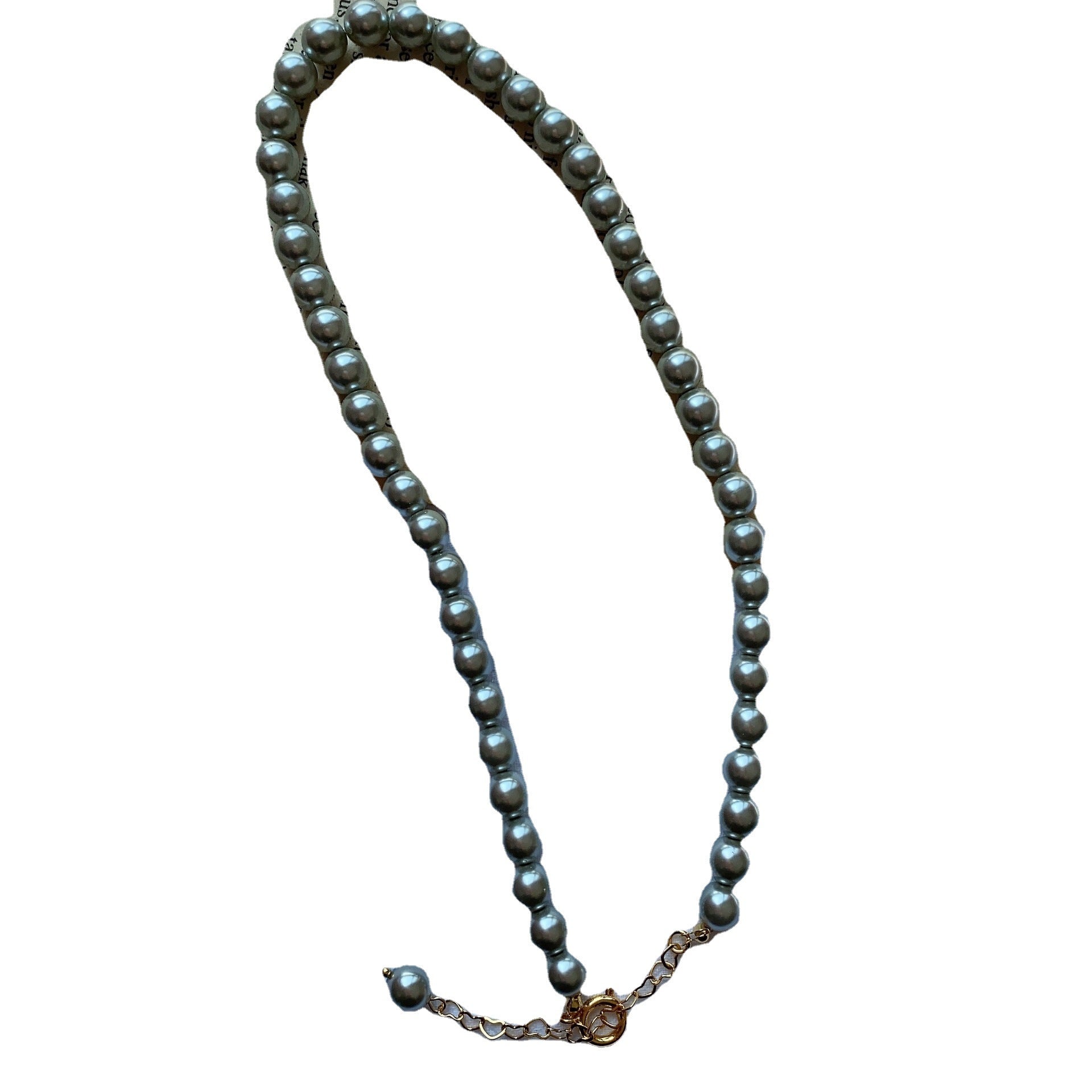 Wholesale Silver Grey Round Pearl Sweater Necklace