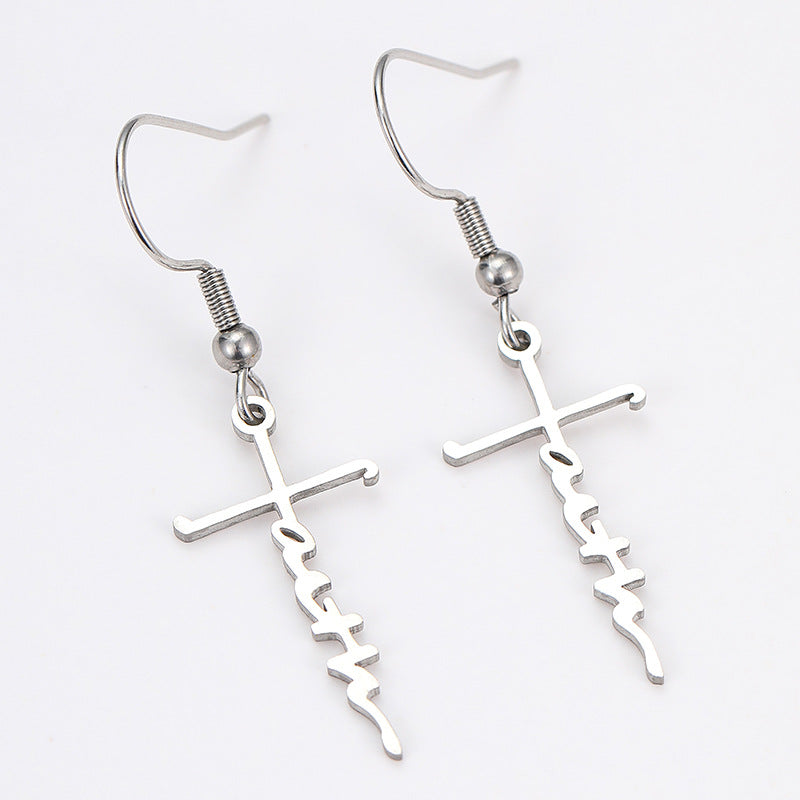 Wholesale Stainless steel cross heart long ear hooks