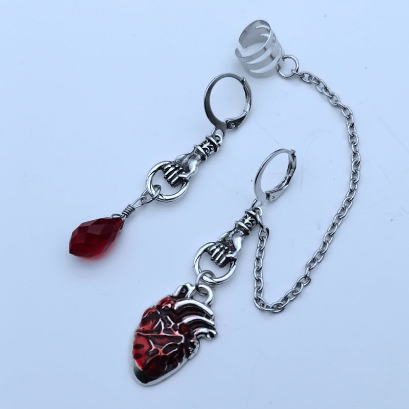 Wholesale Heart Asymmetry Vampire Ghost Alloy Earrings