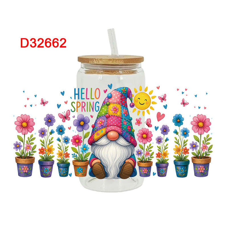 Wholesale Yellow Flower 16oz Cup UV DTF Wraps