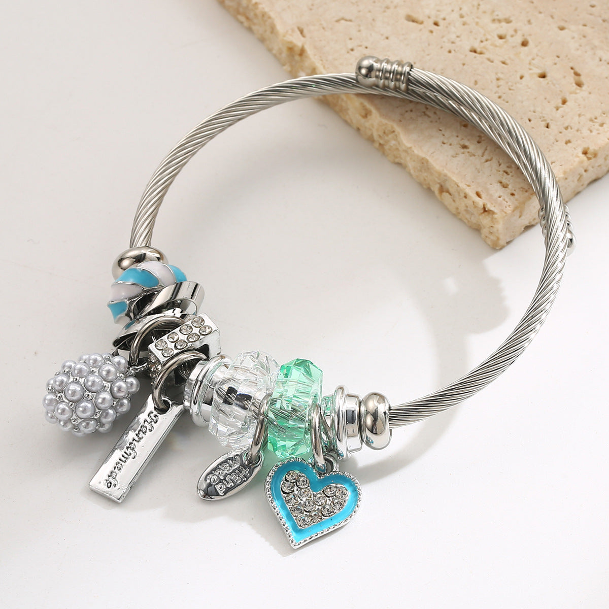 Wholesale Stainless Steel Love Pendant Adjustable Braceletv