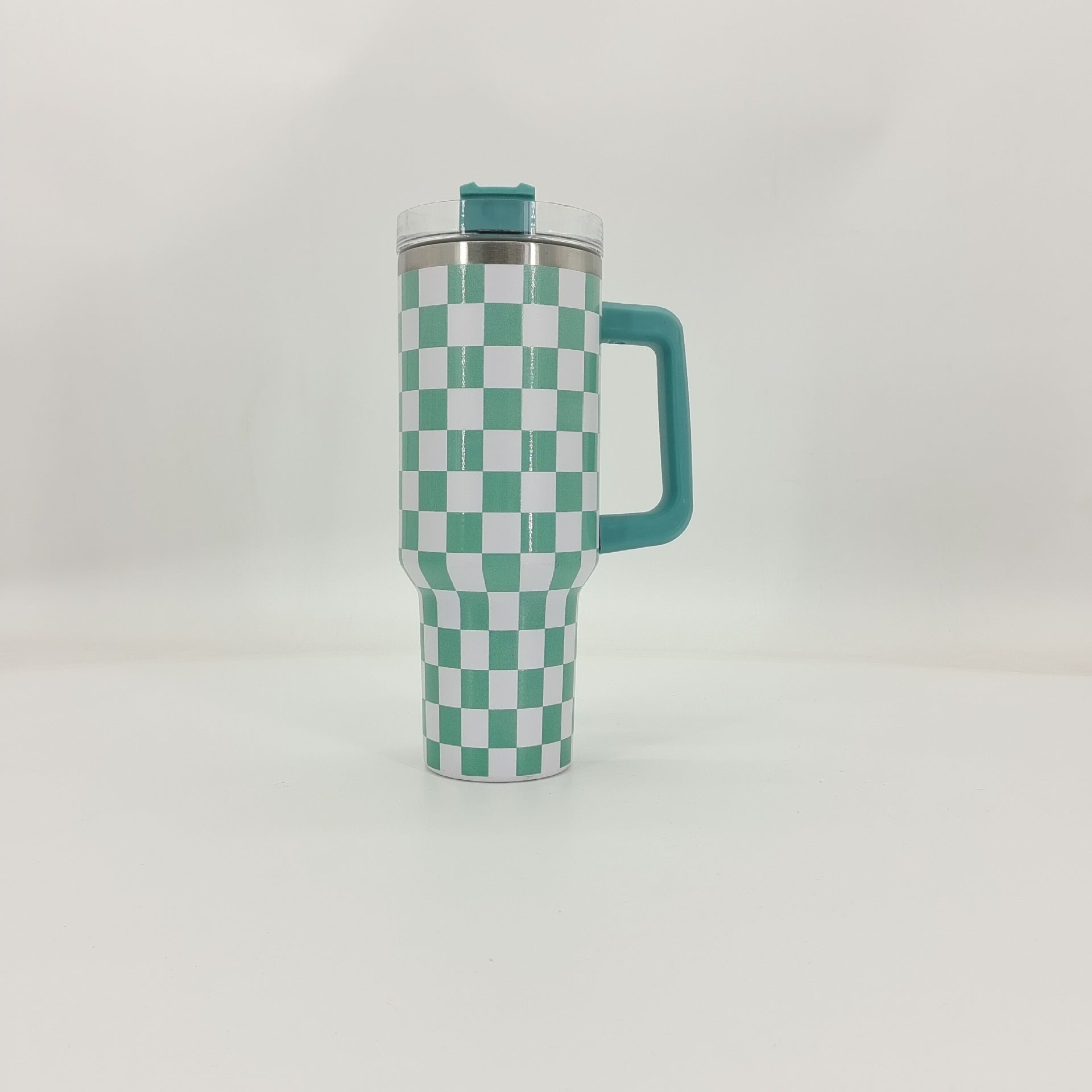 Wholesale Tumbler Checkerboard Double Layer Stainless Steel Large Capacity Ice Bullies Cup