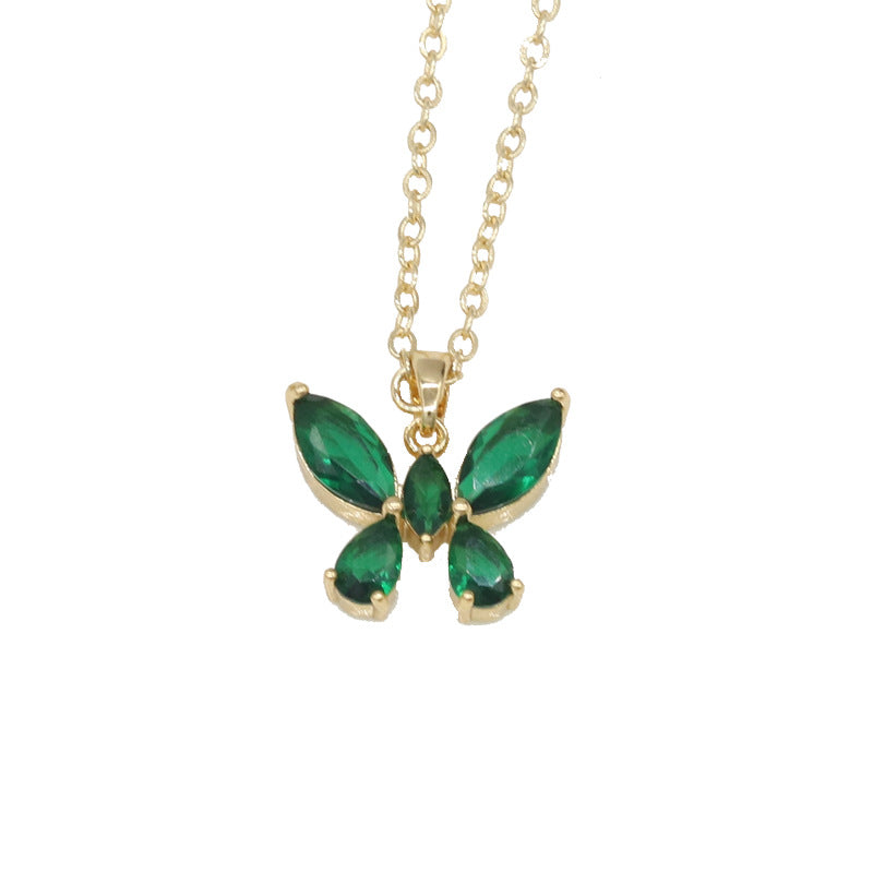 Wholesale Colorful Butterfly Zircon Necklace Clavicle Chain
