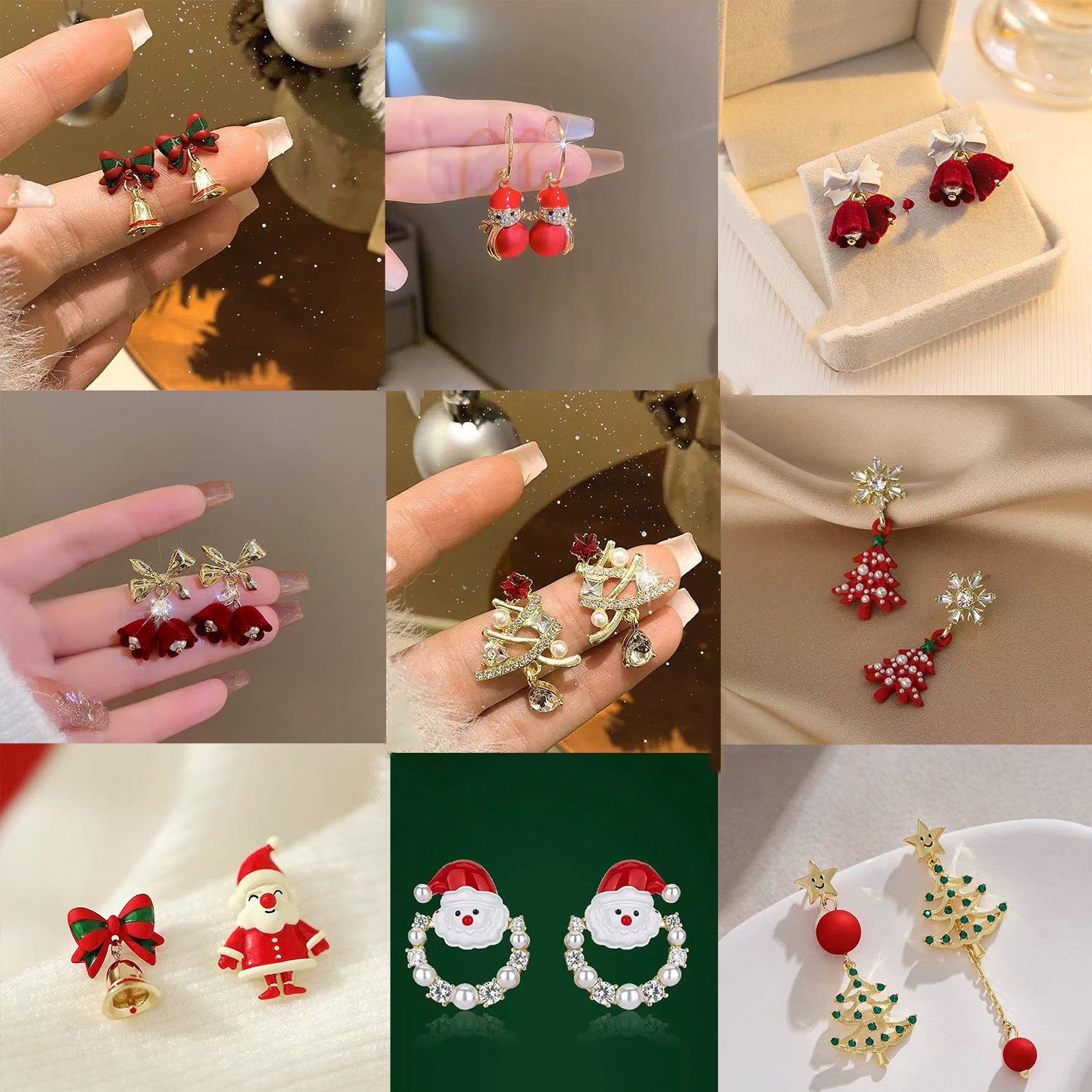 Wholesale Christmas Series Asymmetrical Earrings