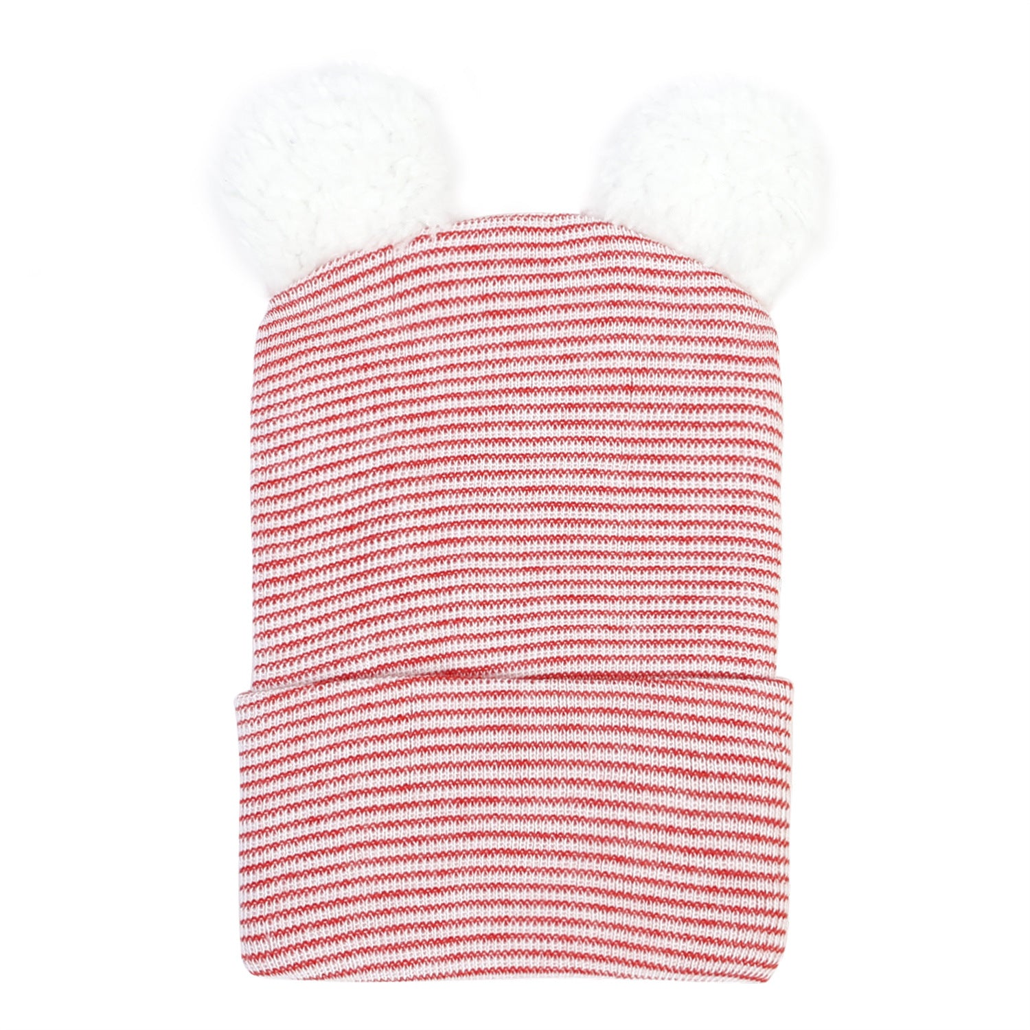 Wholesale Autumn and Winter Double-layer Thick Warm Baby Knitted Double Wool Ball Pullover Hat
