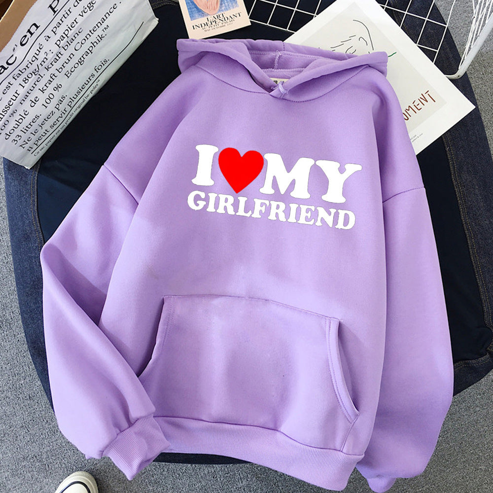 Wholesale Valentine's Day I Love My Boyfriend Girlfriend Print Hoodie