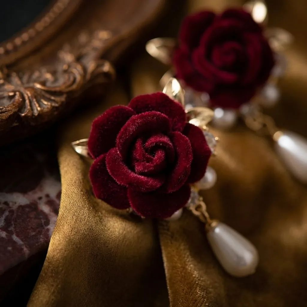 Wholesale New Chinese Style Red Heart Earrings Vintage Elegant Qipao Match Zinc Alloy Fashion Accessory