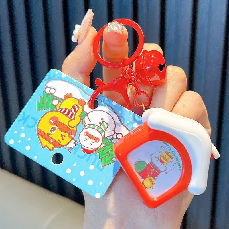 Wholesale Christmas Series Little Yellow Duck Sound Music House Luminous Night Light Keychain