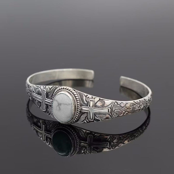 Wholesale Bohemian Vintage Natural Turquoise Open Bracelet