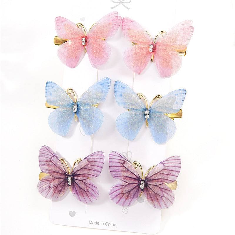 Wholesale 6-pack butterfly hairpins for girls