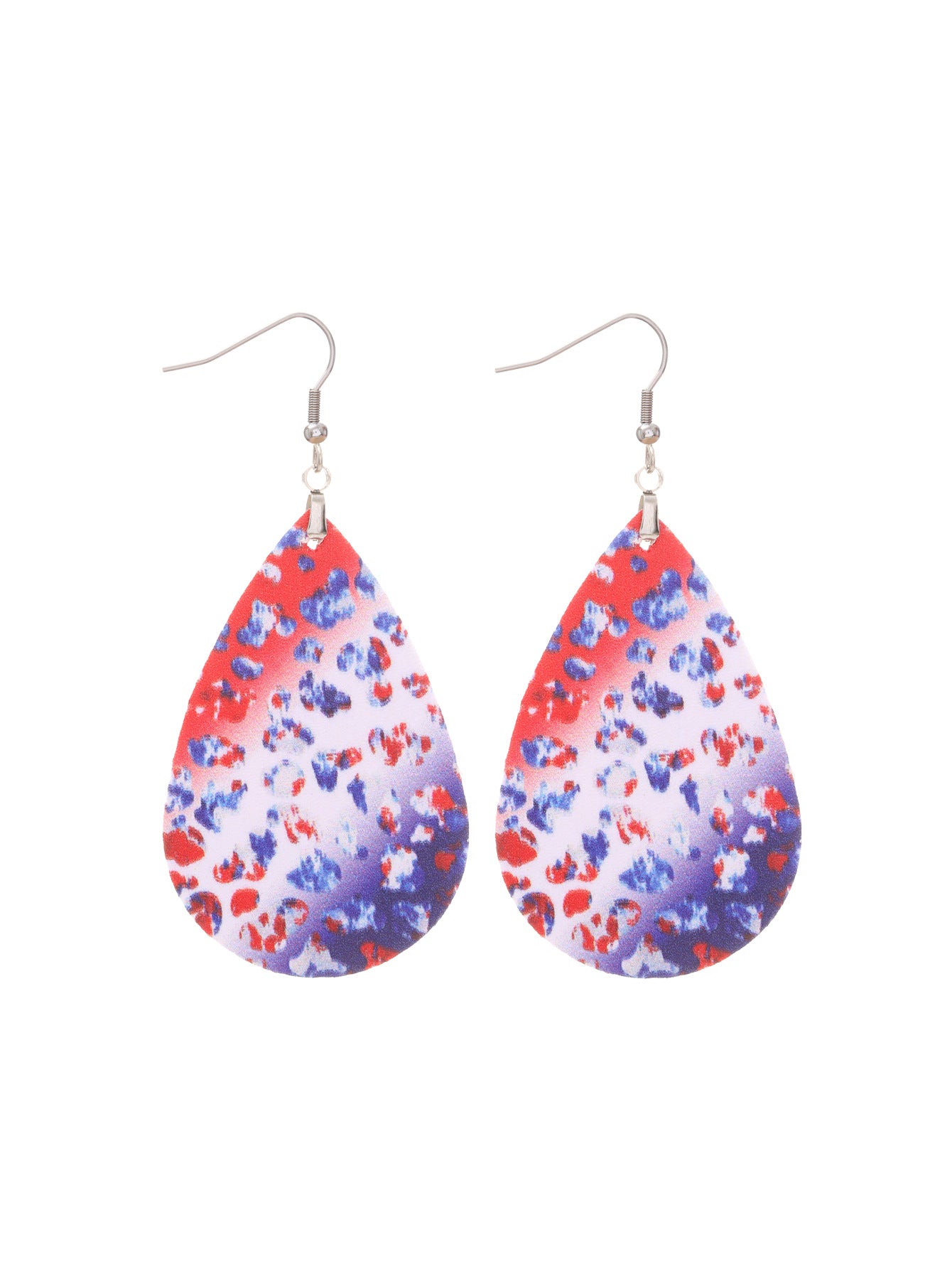 Wholesale Independent Day Stripe Star Water Drops American PU Leather Ear Ring