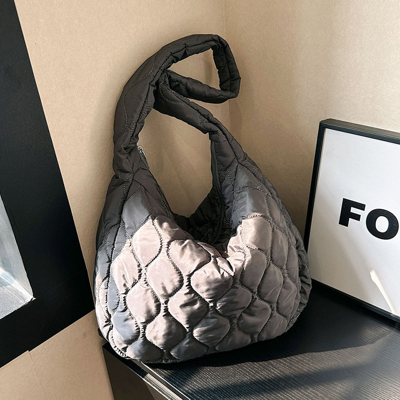 Wholesale Nylon Simple Solid Color Diamond Grid Large Capacity Single Shoulder Crossbody Bag