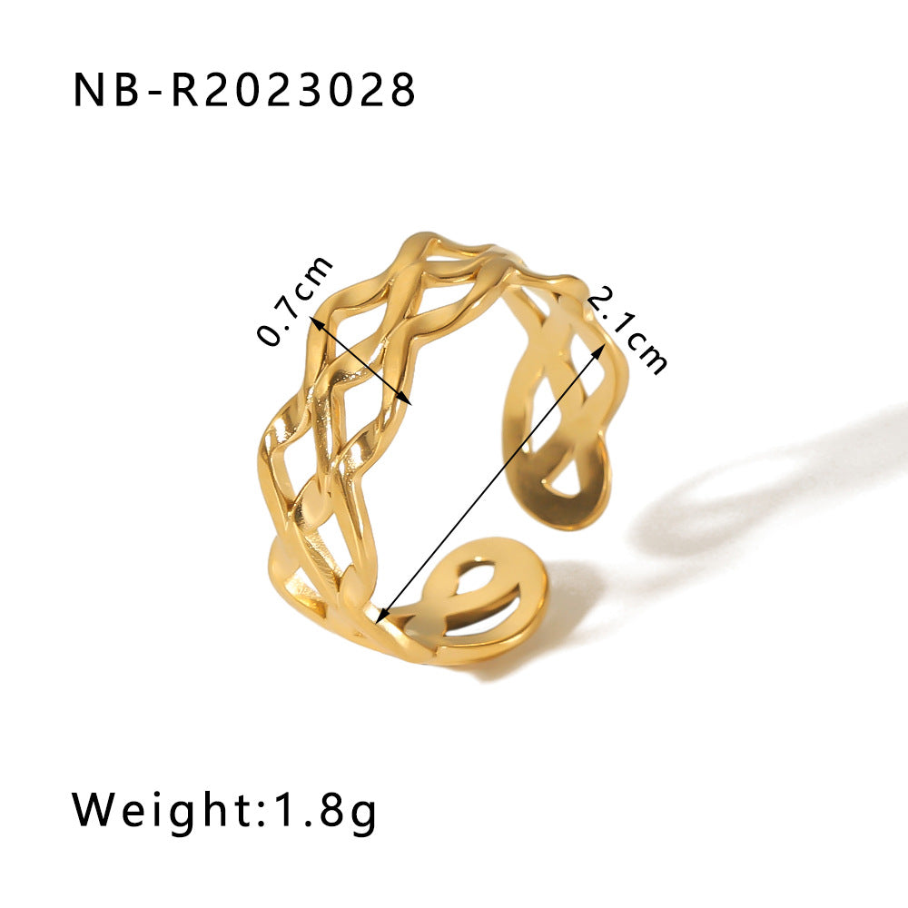 Wholesale commuter stainless steel open ring heart-shaped geometric titanium steel ring fashion simple  Personality ring female