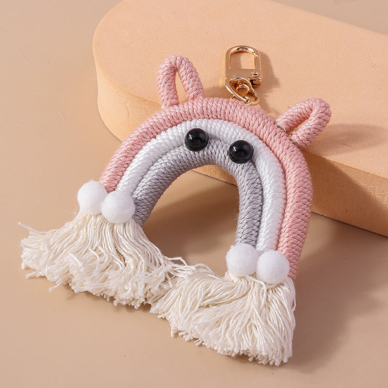 Wholesale Cartoon Rainbow Tassel Hand Knitted Keychain