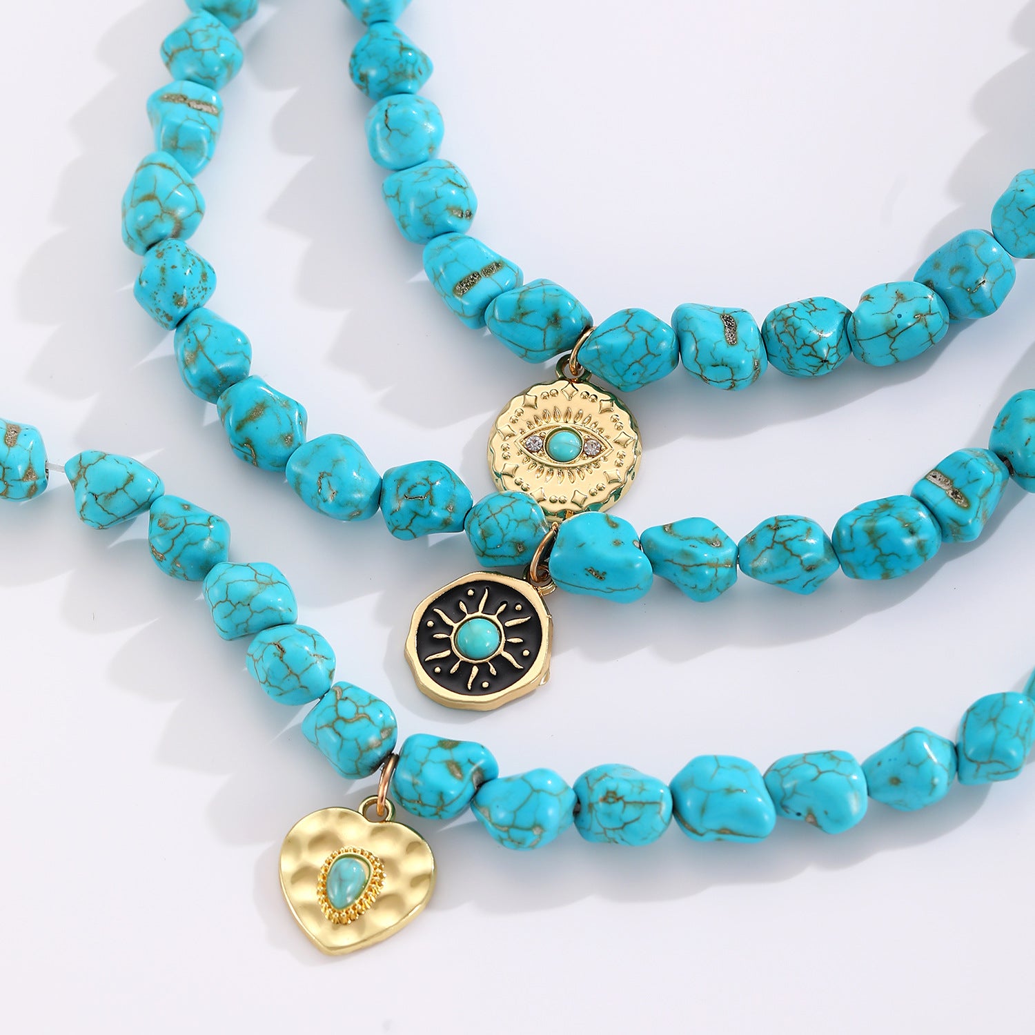 Wholesale Stylish Bohemian Evil Eye Turquoise Beaded Necklace For Women Jewelry Accessory