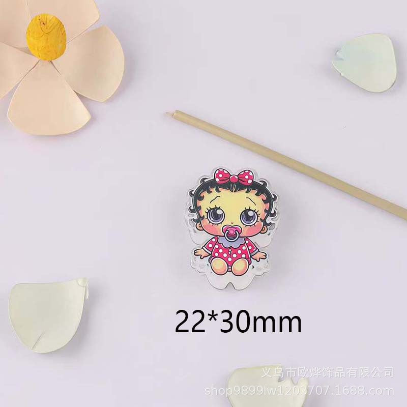 Wholesale 10pcs Cartoon print transparent acrylic beads OLY Exclusive