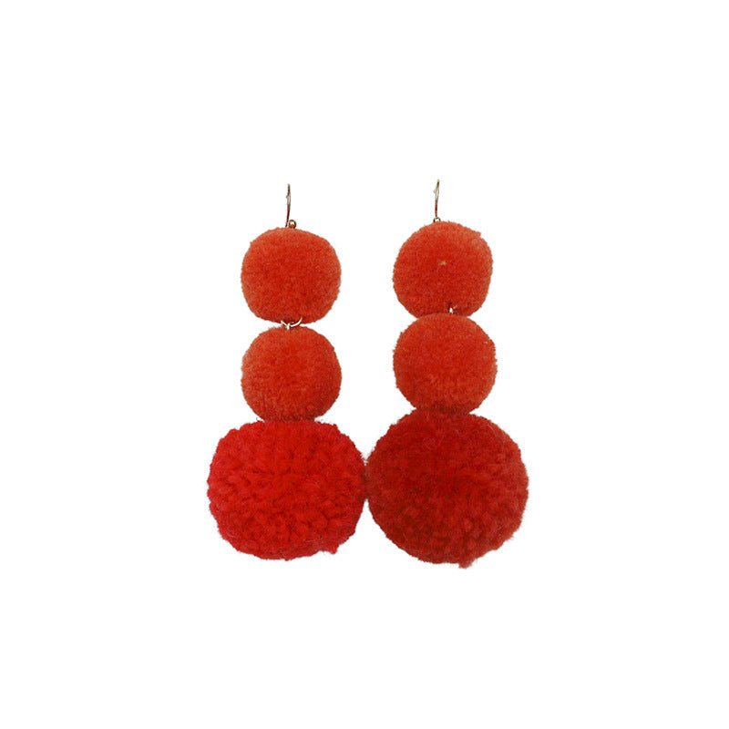 Wholesale Elegant Cute  Fluffy Gradient Pompom Earrings