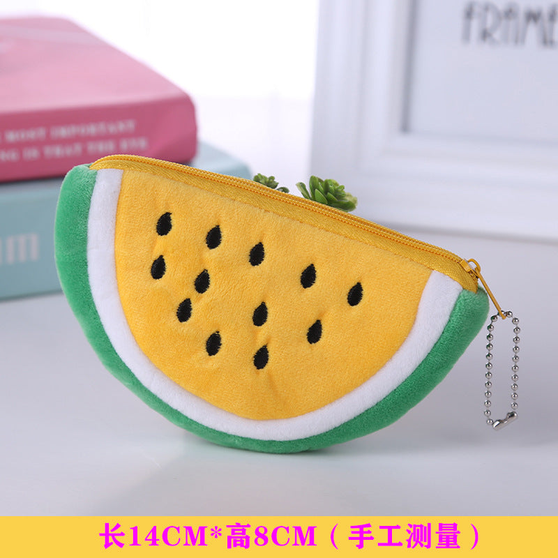 Wholesale Cartoon Fruit Plush Mini Purse Keychain