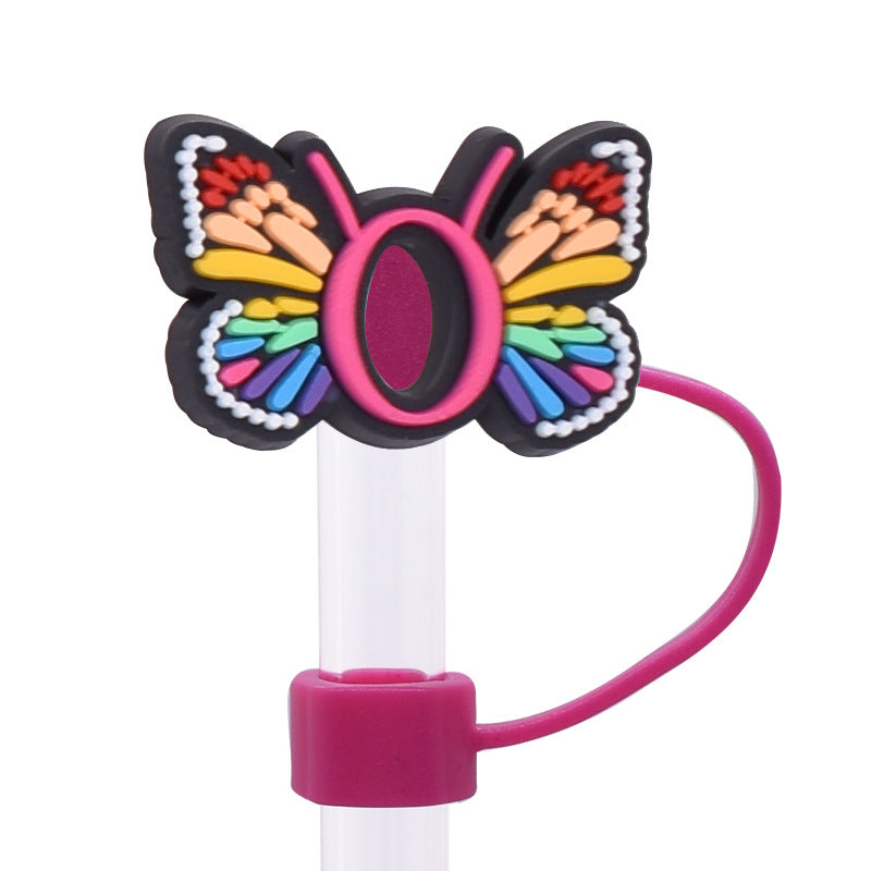 Wholesale  Random 100pcs/pack   Butterfly letter dustproof straw cover  Straw Tube Cap
