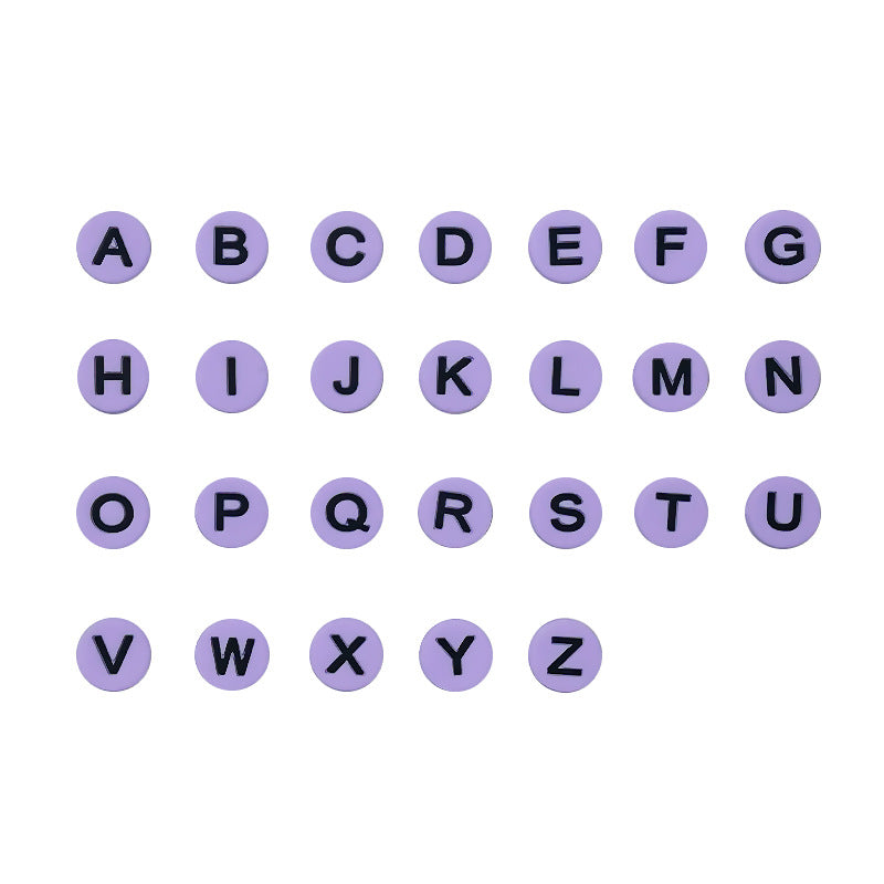 Wholesale 100pcs/pack Horizontal hole 26 letters bracelet silicone flat beads