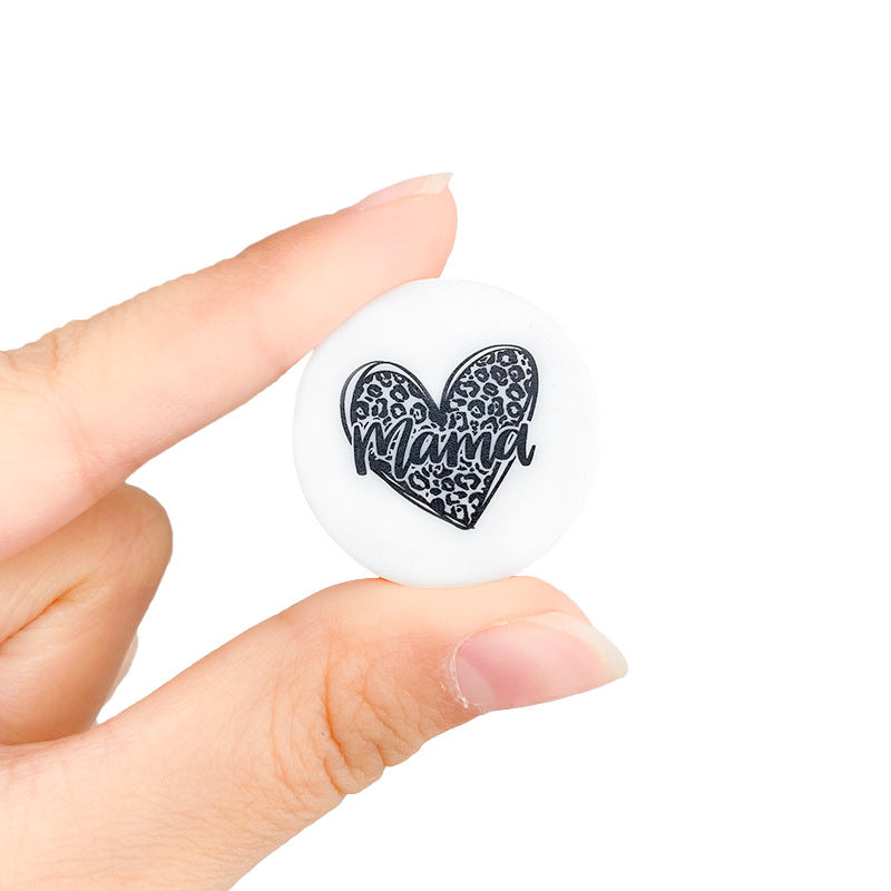 Wholesale 10pcs/pack Printed Jungle Pattern Silicone Focal beads