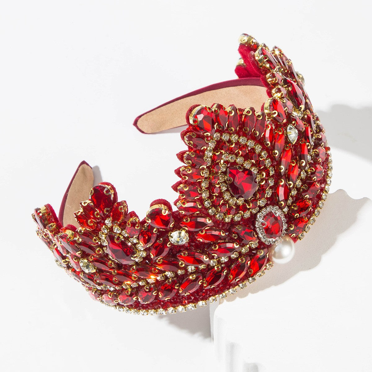 Wholesale Baroque retro colored glass super sparkling crown headband