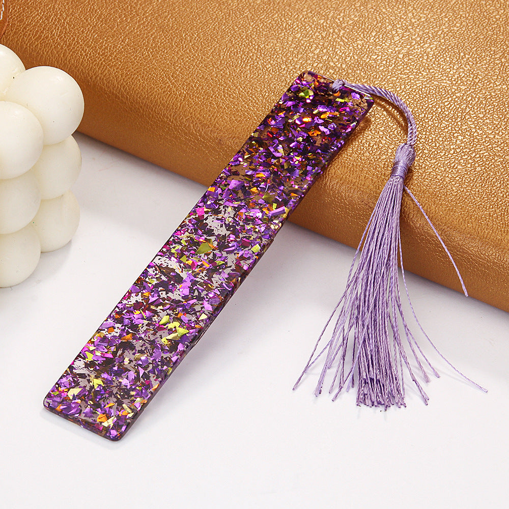 Wholesale Creative Shiny Crystal Rectangular DIY Transparent Acrylic Tassel Bookmark