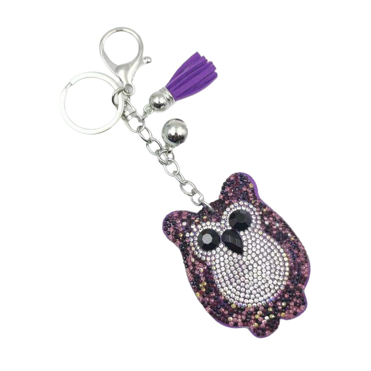Wholesale 12pcs  cartoon owl rhinestone keychain