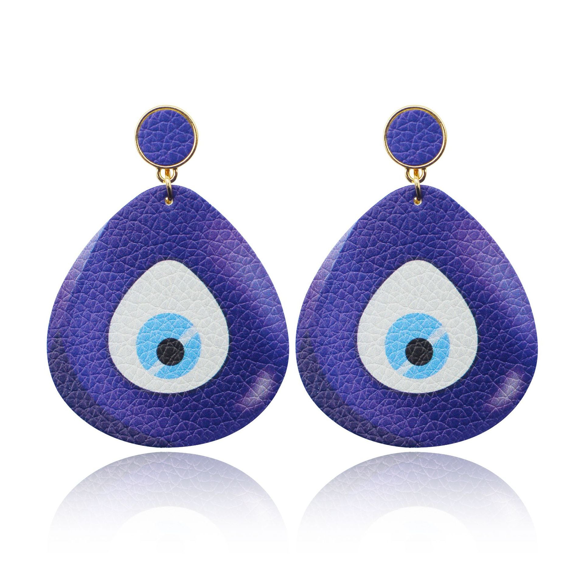 Wholesale Blue Eye Leather Earrings