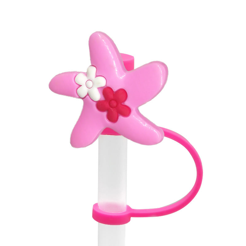 Wholesale 10pcs/pack Straw Cap Flower Fruit Straw Cover Silicone Dust Plug Party Straw