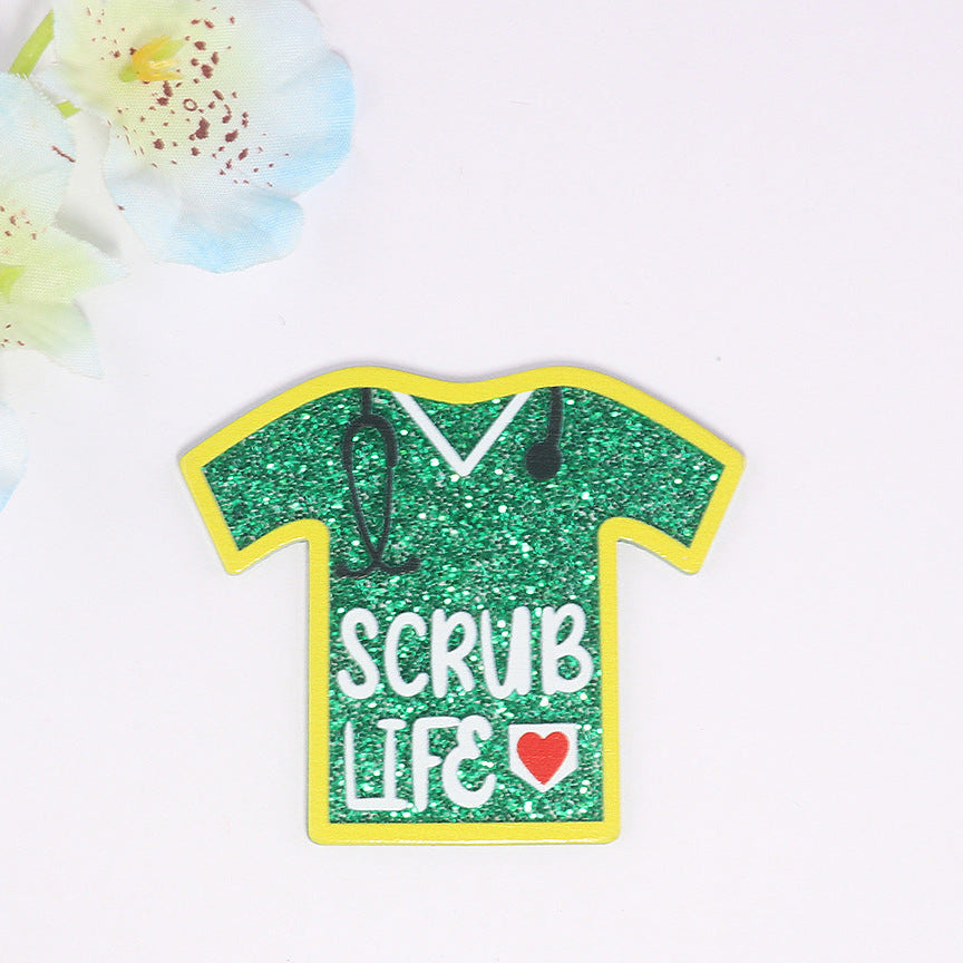 Wholesale 10pcs cartoon nurse clothes letter bag jewelry acrylic pin cute DIY patch accessories