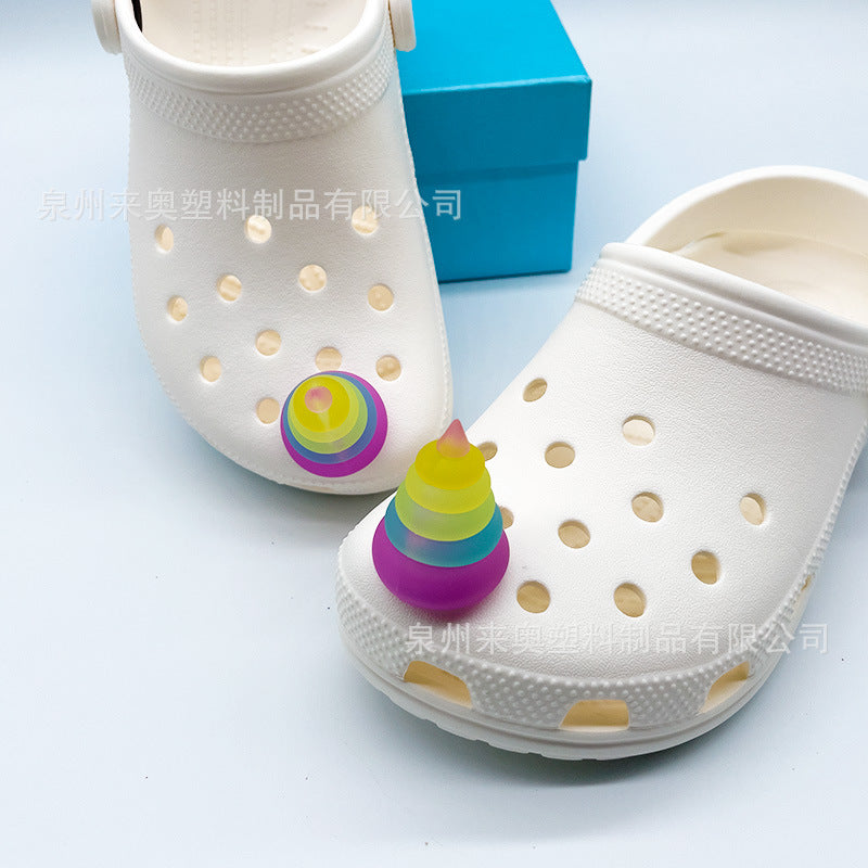 Wholesale 5pcs Unicorn LED flashing cartoon DIY hole shoes accessories shoe buckle