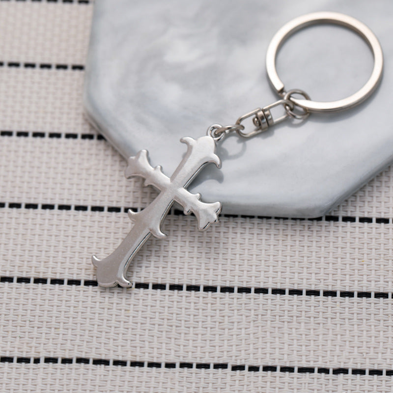 Wholesale Halloween Zinc Alloy Four Diamond Flower Cross Keychain