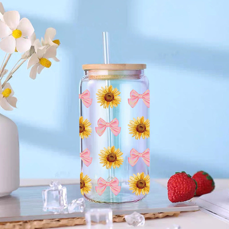 Wholesale  Pink bow boots 16oz Cup UV DTF Wraps