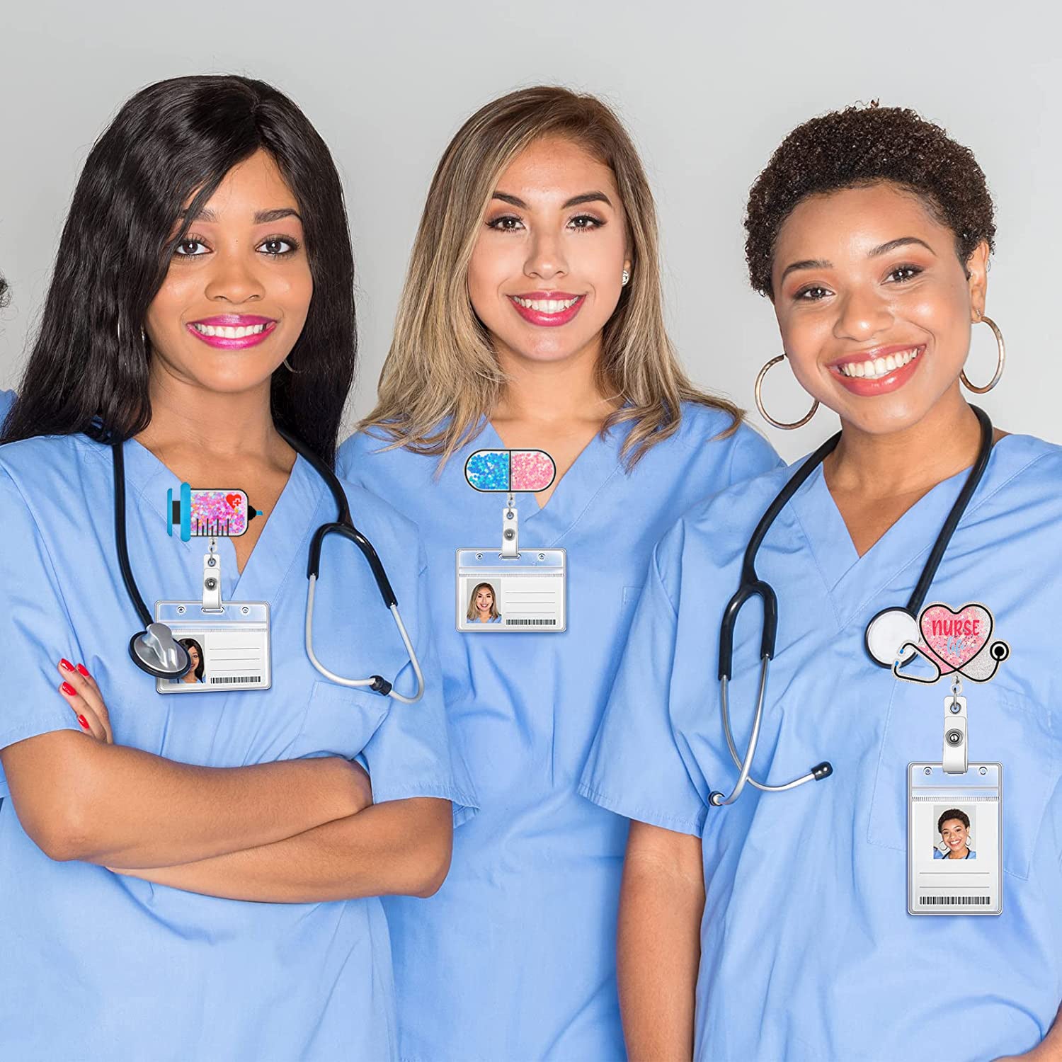 Wholesale Acrylic Glitter Quicksand Doctor Nurse Retractable Keychain