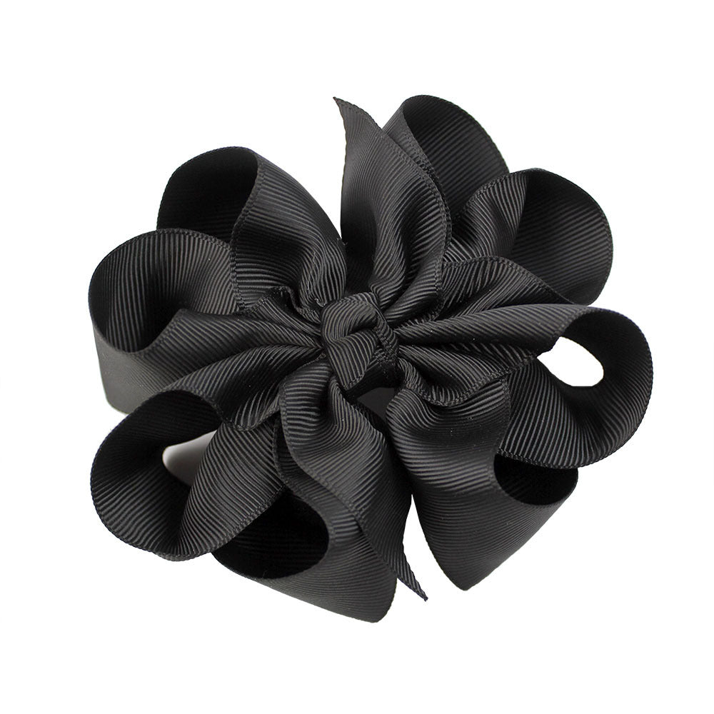 Wholesale 5pcs Simple Solid Color Flower Bow Boutique Bubble Flower Hairpin