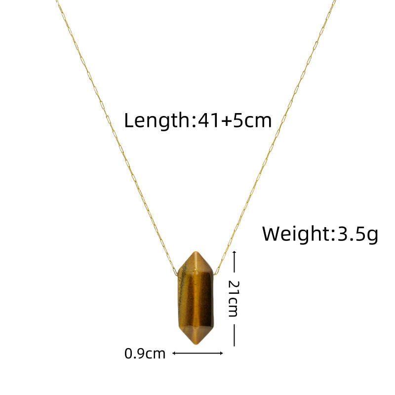 Wholesale Retro Yellow Tiger Stone Series Pendant Stainless Steel Necklace