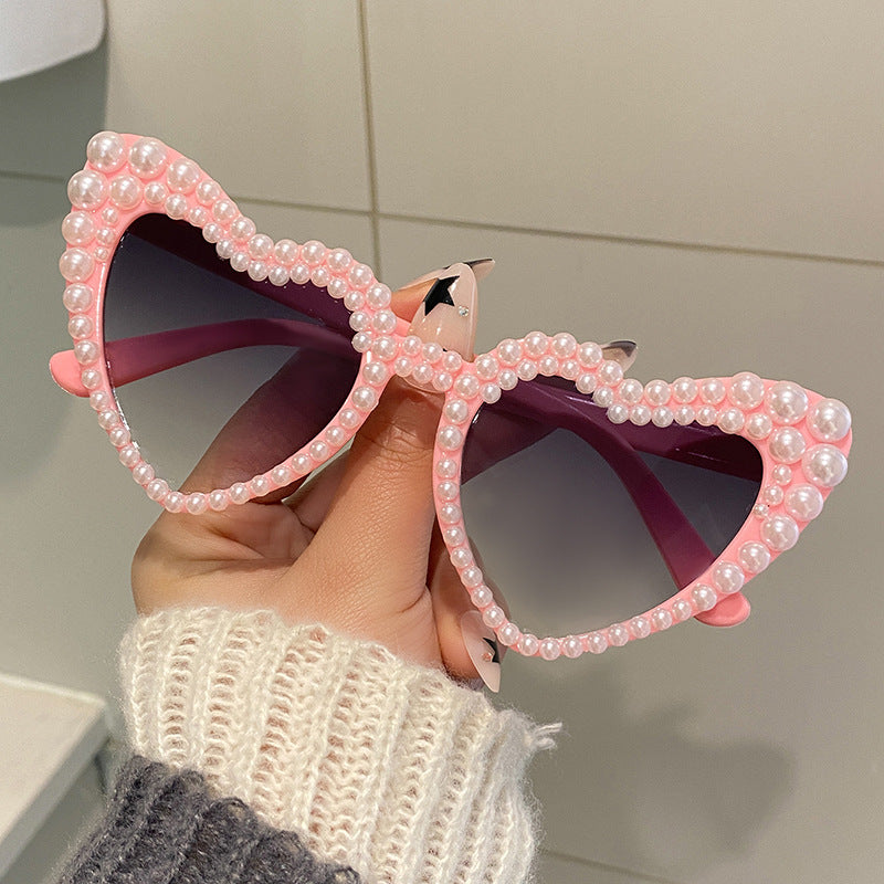 Wholesale Heart shaped Party Love Pearl Sunglasses