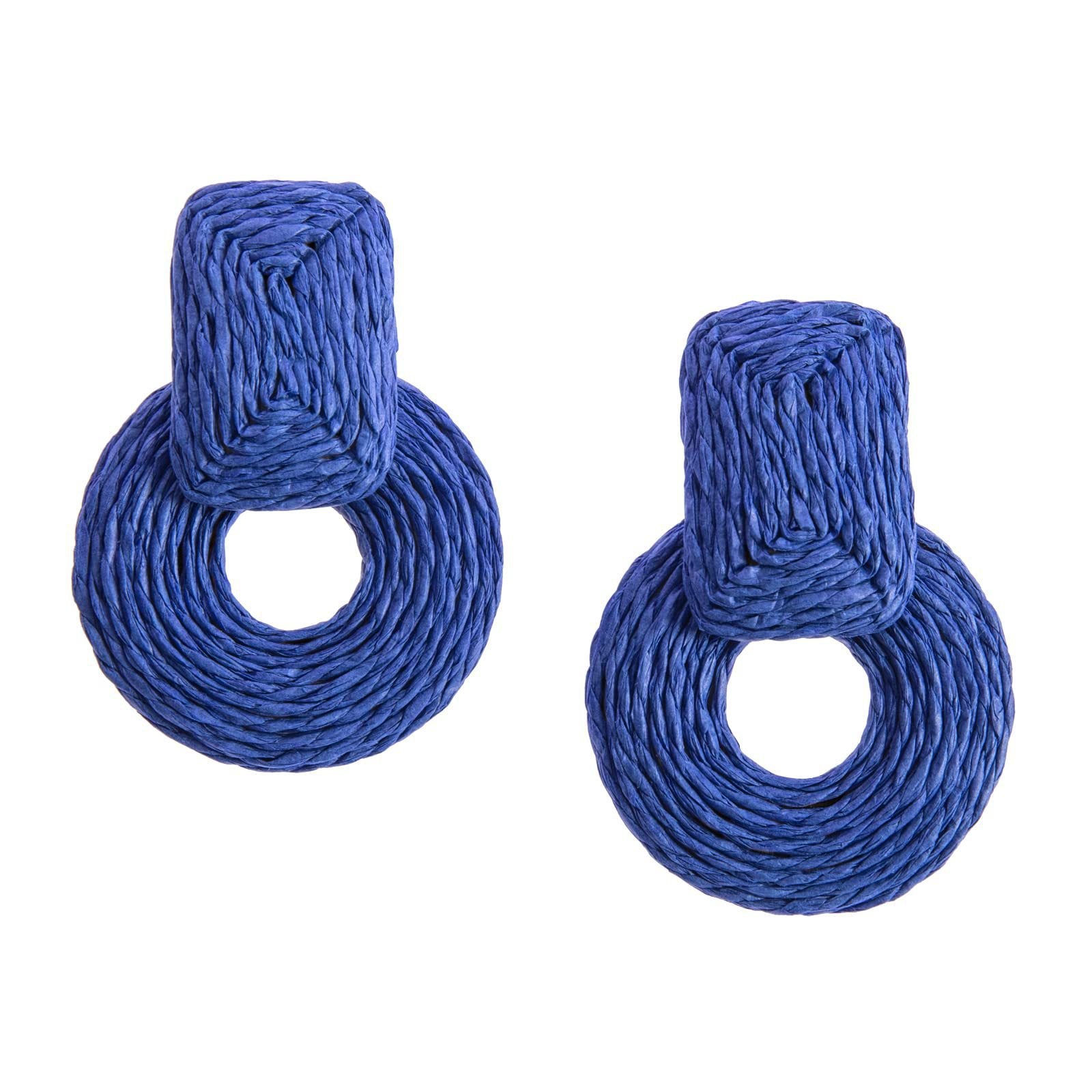 Wholesale Raffia Handmade Geometric Earrings